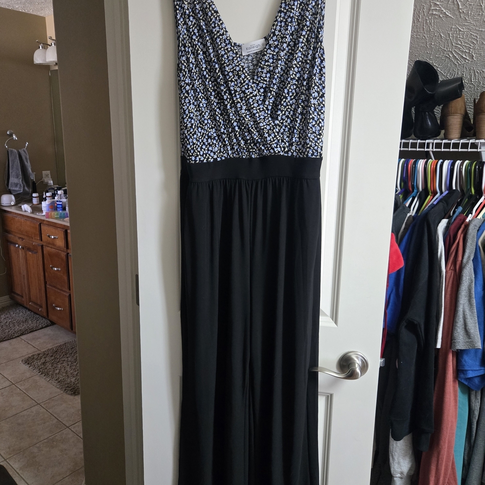 Kaileigh Black jumper with Blue and White Floral Bodice